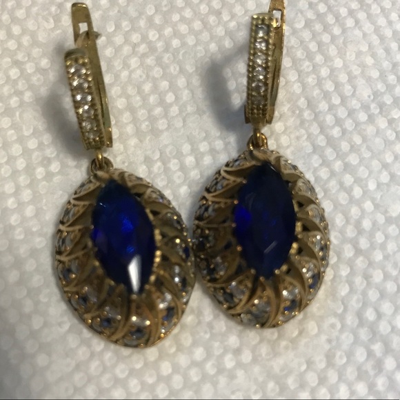 STERLING SILVER VINTAGE ANTIQUE FINISH SAPPHIRE. - Picture 4 of 8